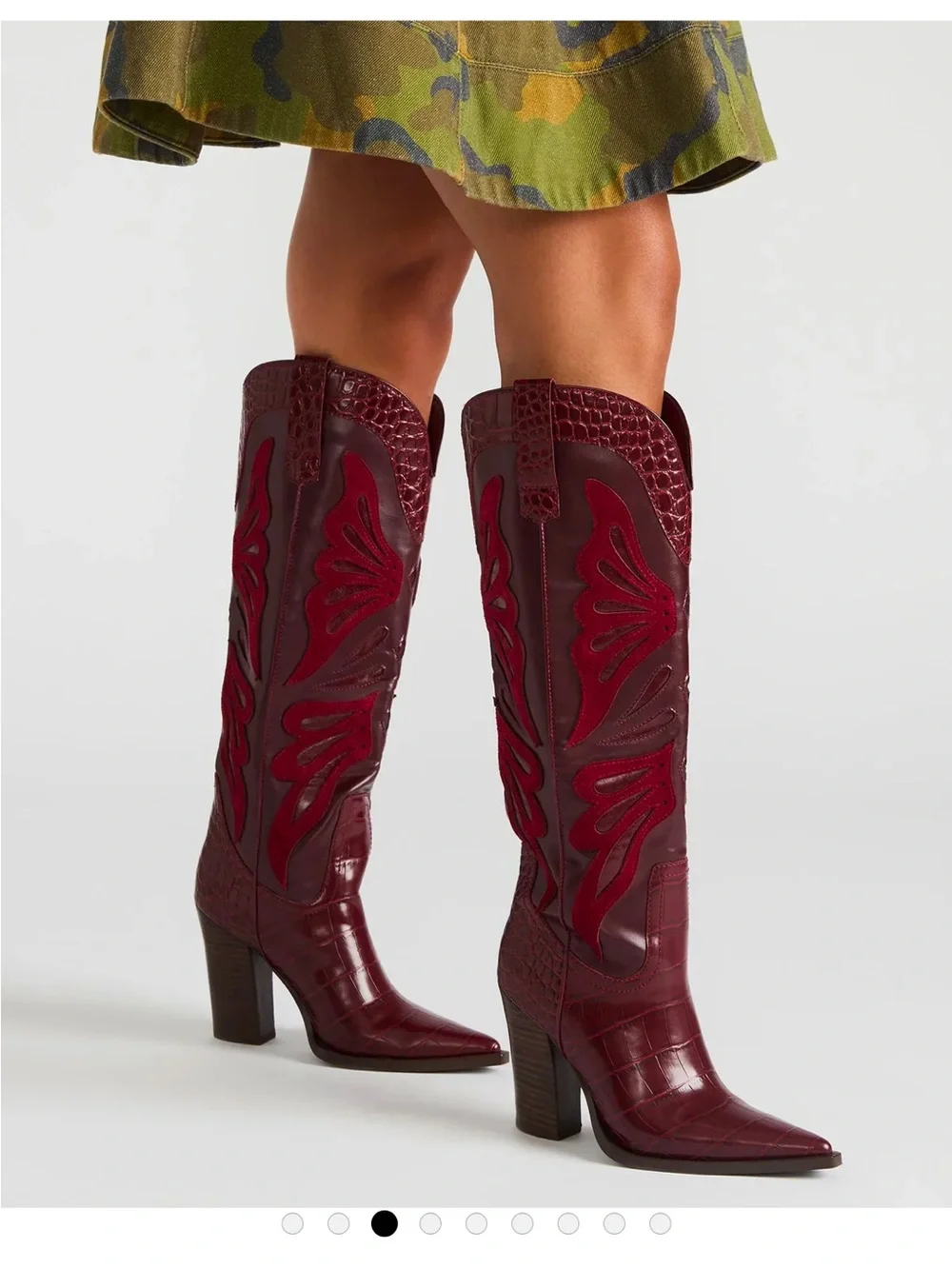 Steve Madden Burgundy Red Over-the-Knee Western Boots